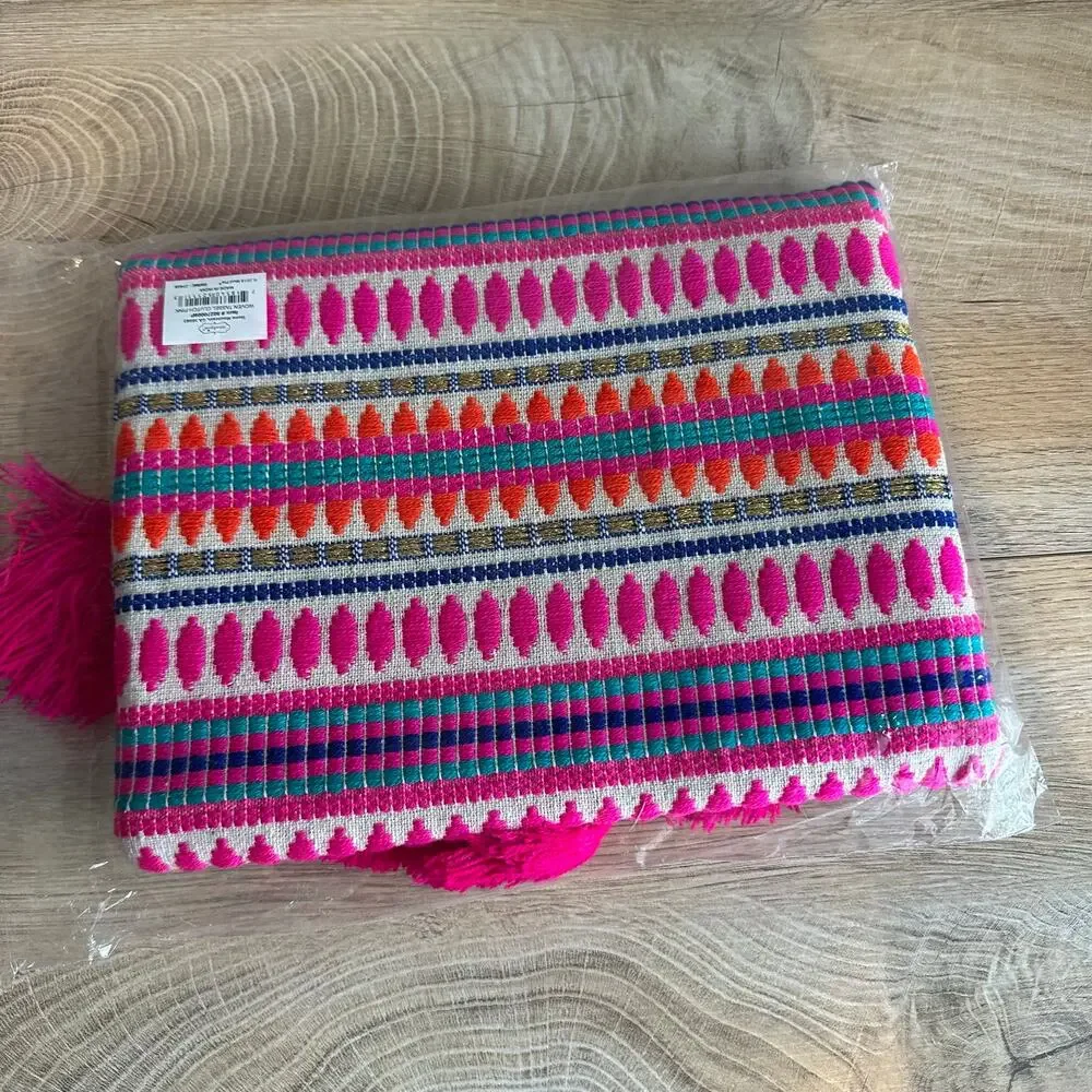 Mud Pie Woven Tassel Pink Clutch Purse NEW